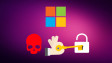 Purple background with skull opening lock with key