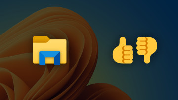 A File Explorer icon next to thumbs up and down emojis